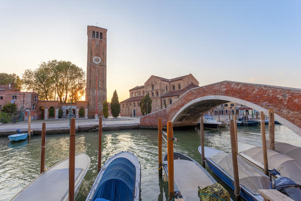 The Church of Santa Maria e San Donato (Murano Cathedral) at sunset, Murano Island, Venice, Veneto, Italy.