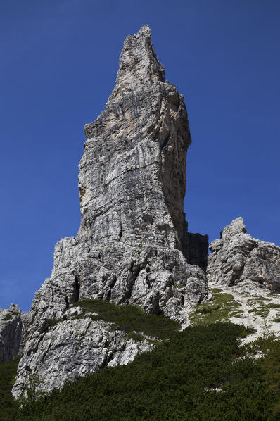 Val Montanaia Bell Tower, Dolomites of Friuli, Cimolais, Pordenone, Friuli, Italy.