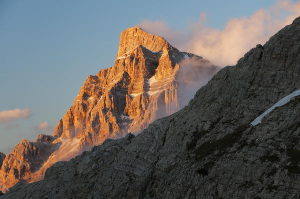 Pelmo mount from Coldai, Dolomites, Veneto, Italy.