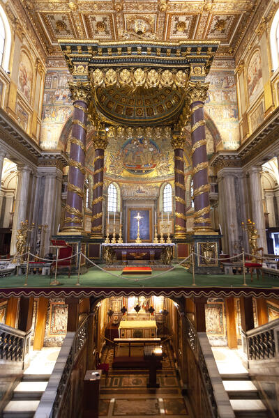 The high altar of Basilica of Saint Mary Major (Basilica di Santa Maria Maggiore), Rome, Lazio, Italy.