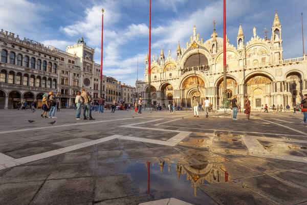 Saint Mark's Square and St Mark's Basilica, Venice, Veneto, Italy.