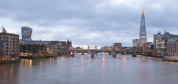 Panoramic view on river Thames from Millennium Bridge, London, Great Britain, UK