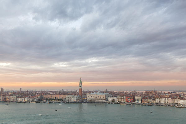 View of Venice from the bell tower of Abbey of San Giorgio Maggiore, Venice, Veneto, Italy