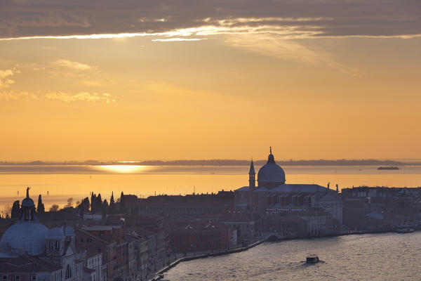 Giudecca Island with the Church of Most Holy Redeemer at sunset, Venice, Veneto, Italy.
