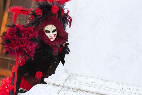 Typical mask of Carnival of Venice at San Giorgio island, Venice, Veneto, Italy