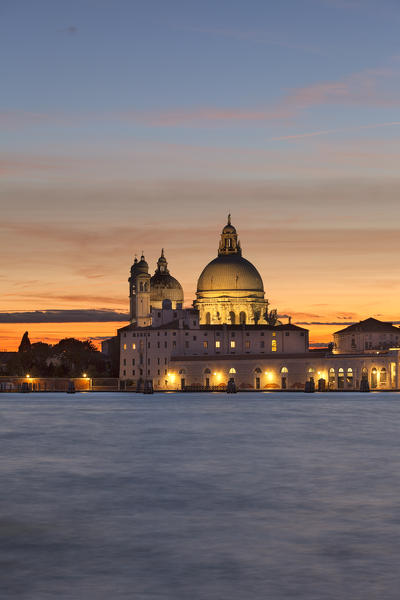 Santa Maria della Salute Basilica from San Giorgio Maggiore Island at dusk, Venice, Veneto, Italy