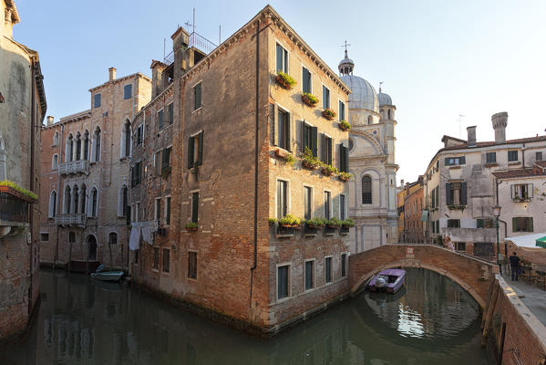 Rio dei Miracoli with Santa Maria dei Miracoli church, Venice, Veneto, Italy.