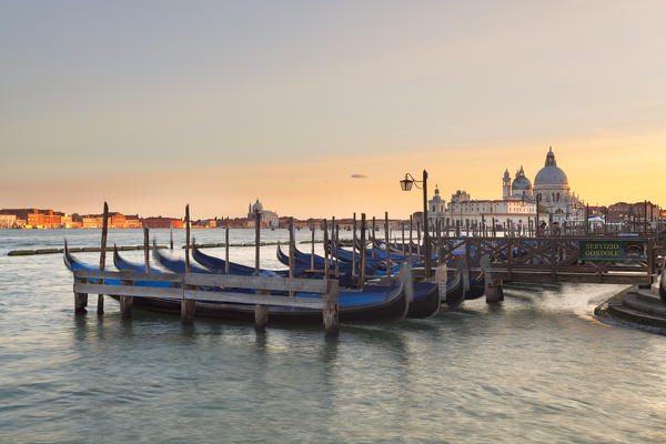 Santa Maria della Salute Basilica from Riva degli Schiavoni at sunset, Venice, Veneto, Italy