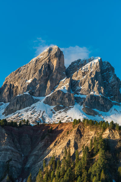 Passo delle Erbe/Wuerzjoch, Dolomites, South Tyrol, Italy. Sunrise at Sass de Putia/Peitlerkofel