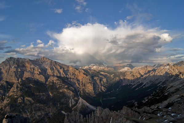 Fanes, Dolomites, South Tyrol, Italy. Cumulonimbus over the Croda Rossa/Hohe Gaisl 