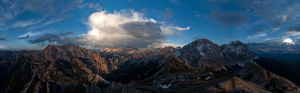 Fanes, Dolomites, South Tyrol, Italy. Cumulonimbus over the Croda Rossa/Hohe Gaisl