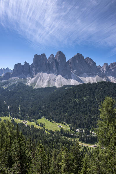 Zannes, Dolomites, South Tyrol, Italy. The peaks of the Odle