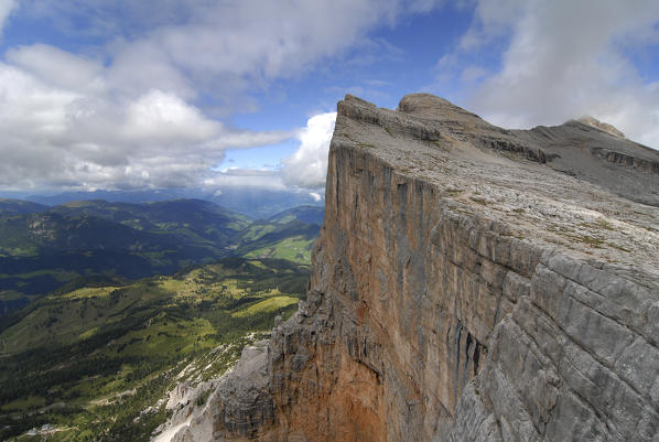 Alta Badia, Dolomites, South Tyrol, Italy. The west wall of the Sasso di Santa Croce / Heiligkreuzkofel.