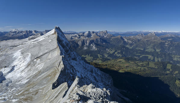 Alta Badia, Dolomites, South Tyrol, Italy. The Cima Dieci / Zehnerspitze in the Dolomites of Fanes. 