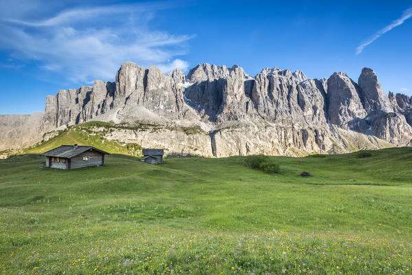 Passo Gardena, Dolomites South Tyrol, Italy. The peaks of the Sella