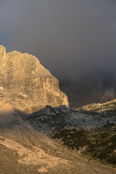 Sorapiss, Dolomites, Veneto Italy. Fog in the valley Tonde de Sorapiss.