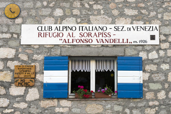Sorapiss, Dolomites, Veneto, Italy. Window at the Reguges Vandelli
