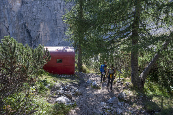 Sorapiss, Dolomites, Veneto, Italy. The Comici bivouac