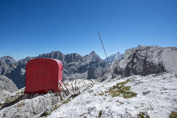 Sorapiss, Dolomites, Veneto, Italy. The Slataper bivouac