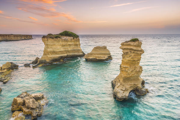 Melendugno, province of Lecce, Salento, Apulia, Italy. The Faraglioni in Torre Sant'Andrea
