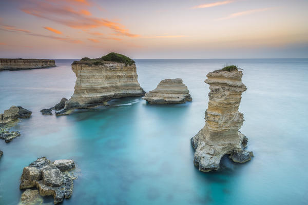 Melendugno, province of Lecce, Salento, Apulia, Italy. The Faraglioni in Torre Sant'Andrea
