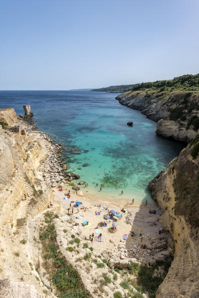 Santa Cesarea Terme, Porto Miggiano, province of Lecce, Salento, Apulia, Italy. The beautiful bay of Porto Miggiano