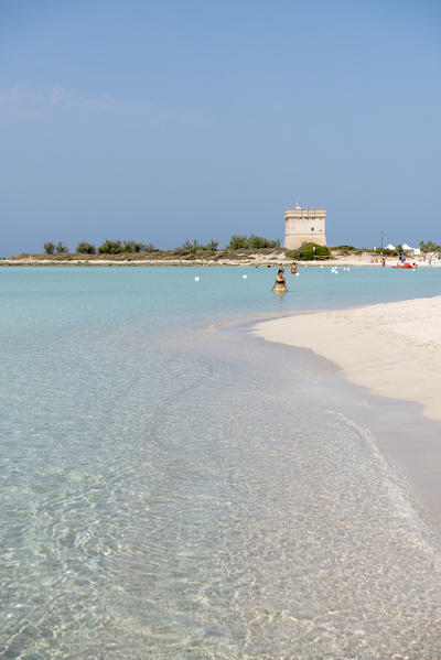 Porto Cesareo, province of Lecce, Salento, Apulia, Italy. The Dunes Beach and the Chianca Tower