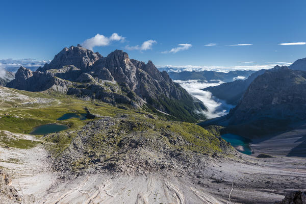 Sesto/Sexten, Dolomites, South Tyrol, province of Bolzano, Italy. View from the summit of Monte Paterno/Paternkofel 