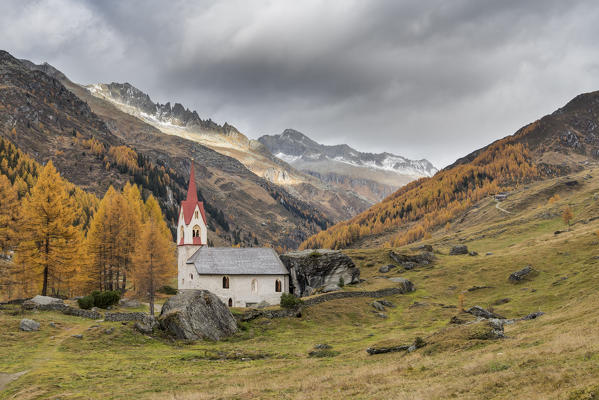 Predoi/Prettau, Aurina Valley, South Tyrol, Italy. The chapel of the Holy Spirit