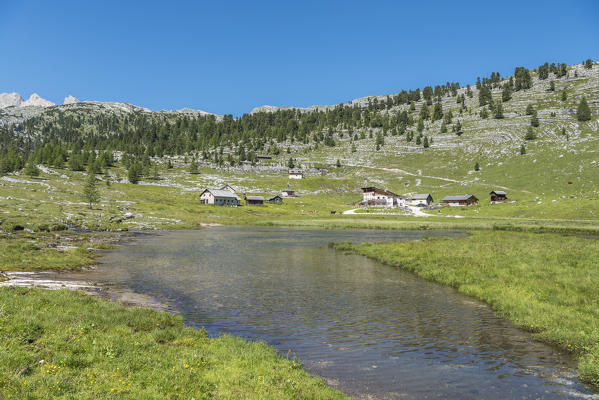 Fanes, Dolomites, South Tyrol, Italy. The refuge Lavarella 