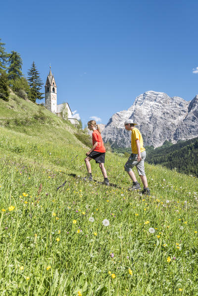 La Valle / Wengen, Alta Badia, Bolzano province, South Tyrol, Italy. The St. Barbara chapel