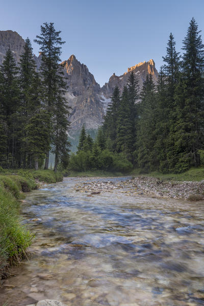 Venegia valley, Paneveggio-Pale of San Martino natural park, Trento province, Trentino Alto Adige, Italy, Europe. Sunrise at Venegia Valley