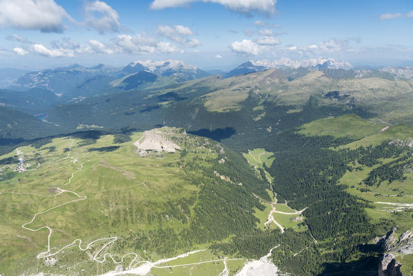 Cima dei Bureloni, Paneveggio-Pale of San Martino natural park, Trento province, Trentino Alto Adige, Italy, Europe. The Venegia Valley from the summit of Cima dei Bureloni