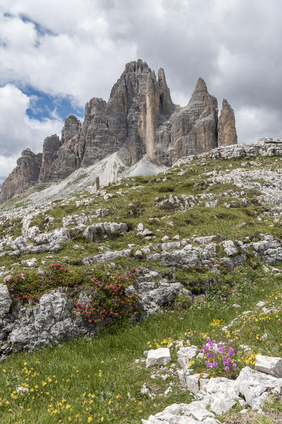 Auronzo, province of Belluno, Veneto, Italy. The Tree Peaks