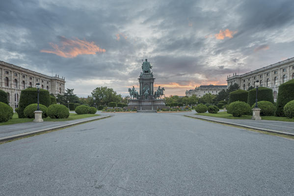 Vienna, Austria, Europe. The Maria Theresa monument between the Natural History Museum and the Art History Museum