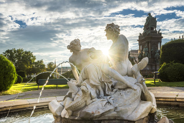 Vienna, Austria, Europe. Tritons and Naiads fountain on the Maria Theresa square