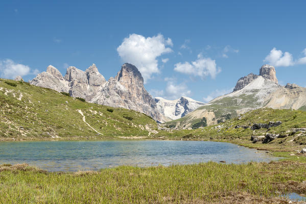 Sesto / Sexten, province of Bolzano, Dolomites, South Tyrol, Italy. The river Rienz springs from this lake