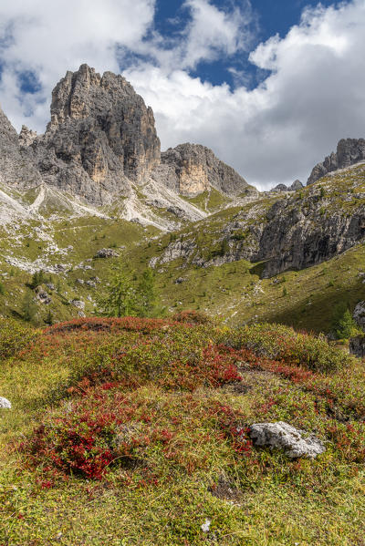 Misurina, Dolomites, province of Belluno, Veneto, Italy. The Mount cadin de Toce in the Cadini mountain group