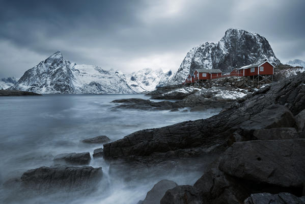 Hamnoy, Lofoten islands, Norway.
Coastal rocks and mountains. 