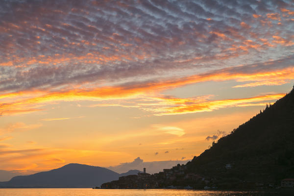 Peschiera Maraglio at Sunset, Iseo lake in Brescia province, Lombardy district, Italy.