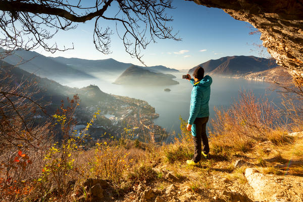 Photographing Lake Iseo, Lombardy district, Brescia province, Italy.