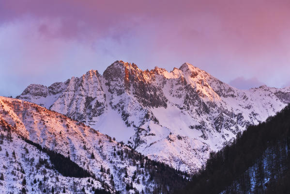 Castellaccio group at sunset, Ponte di Legno in Italy, Brescia province, Lombardy District, Europe