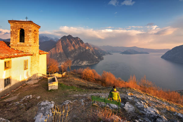 Sunset from San defendente hill in Bergamo province, Lombardy district, Italy, Europe