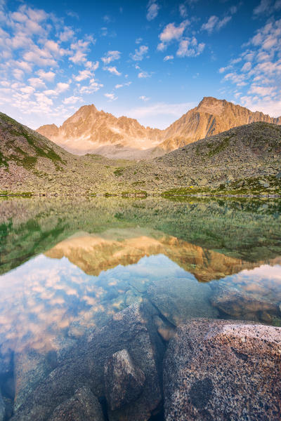 Rotondo lake in Adamello park at sunset, Lombardy district, in Brescia province, Italy, Europe.