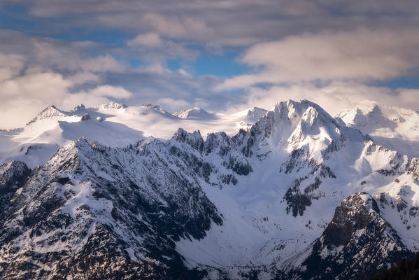 Adamello group view from Gavia pass in Stelvio national park, Brescia province, Lombardy,Italy, Europe 