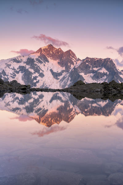 Lago dei Frati during a sunrise in Adamello park, Brescia province, Lombardy district, Italy, Europe.