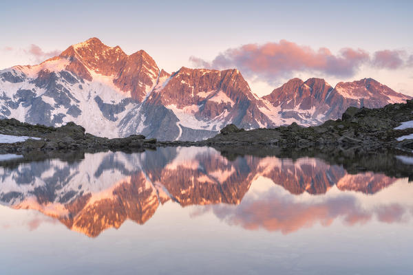 Lago dei Frati during a sunrise in Adamello park, Brescia province, Lombardy district, Italy, Europe.