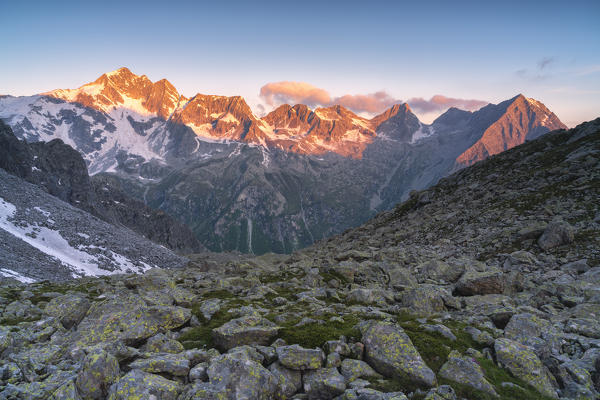 Sunrise in Adamello park, Brescia province, Lombardy district, Italy, Europe.