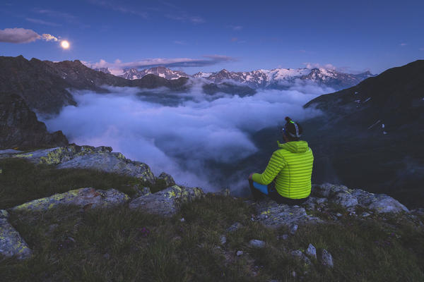 Sunset in the high valley, Vallecamonica in Brescia province, Lombardy, Italy, Europe.