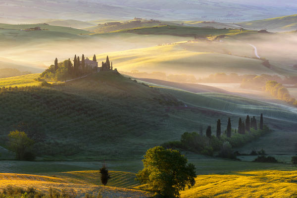 Podere Belvedere Sunrise, Val d'Orcia Tuscany Italy.